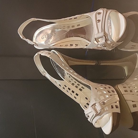 Guess Shoes - Guess shoes white leather w/ chrome buckles and studs , 8